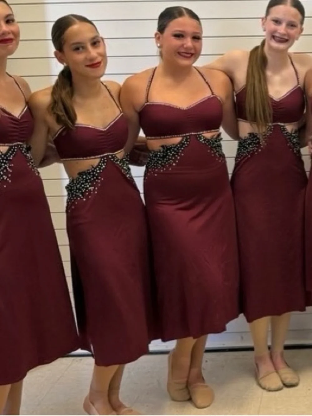 Kelle Burgundy stoned Dance costume